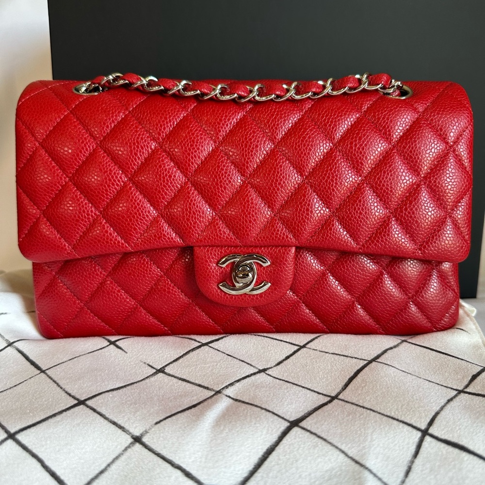 Chanel Classic Medium Red Caviar Flap